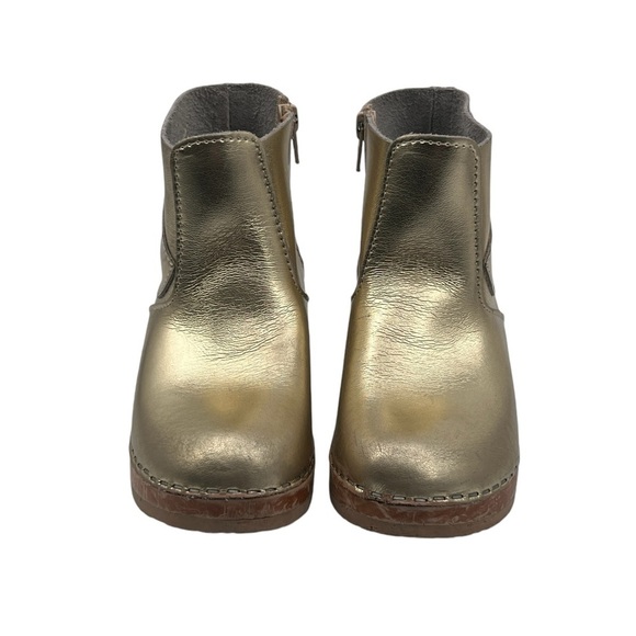 Maguba Gold Swedish Clog Wing Side Zip Boots Size 33 Kids - Picture 3 of 10